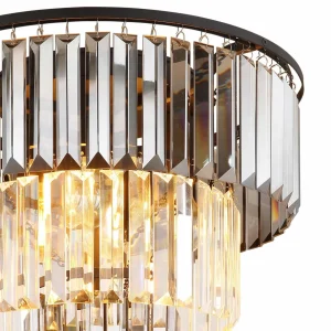 New Globo Lampe sur pied Naxis, noir/gris fumée, hauteur 160 cm, cristal