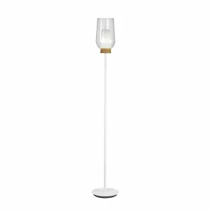 Outlet Mantra Iluminación Lampe sur pied Nora, blanc-transparent, métal, verre