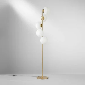 Shop Eco-Light Lampe sur pied Ripple, doré/opale, à 5 lampes