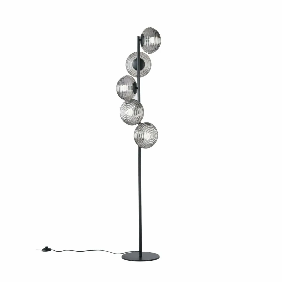 lampe_sur_pied_ripple_noirgris_fume__lampes_verre_0.webp Outlet Eco-Light Lampe sur pied Ripple, noir/gris fumée, 5 lampes, verre