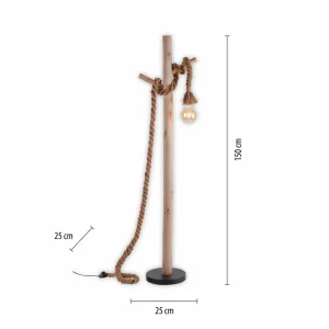 Shop JUST LIGHT. Lampe sur pied Rope avec corde et bois, à 1 lampe