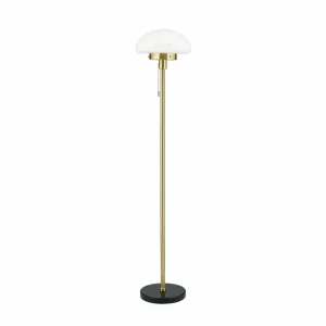 Fashion ORION Lampe sur pied Sparta, noir/laiton, verre, marbre, 148 cm