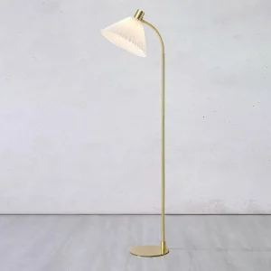 Shop Markslöjd Lampe sur pied textile Mira, laiton