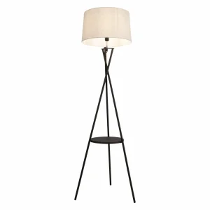 Hot Näve Lampe sur pied Tora, noir/blanc, textile, hauteur 158 cm trépied