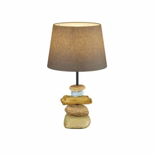 Cheap ONLI Lampe Vera, abat-jour tissu et décor pierre, 38 cm