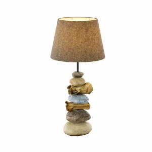 Cheap ONLI Lampe Vera, abat-jour tissu et décor pierre, 55 cm