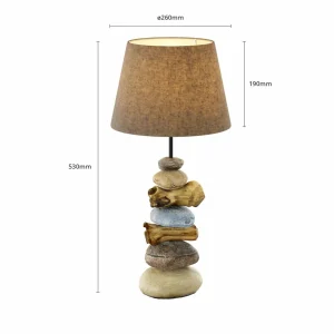 Cheap ONLI Lampe Vera, abat-jour tissu et décor pierre, 55 cm