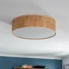 Store Eko-Light Leano plafonnier brun rond, en liège