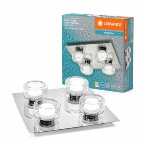 Outlet LEDVANCE Plafonnier LED Orbis Flame, chromé, à 4 lampes, IP44