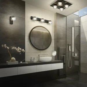 Outlet LEDVANCE Plafonnier LED Orbis Flame, noir, à 4 lampes, IP44