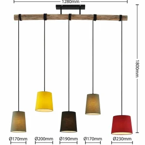 Hot Lindby Amilia suspension avec 5 abat-jour colorés