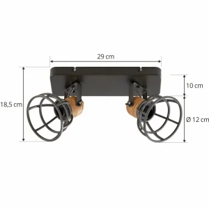 Hot Lindby Arinthea spot pour plafond, 2 lampes, noir, acier, E14