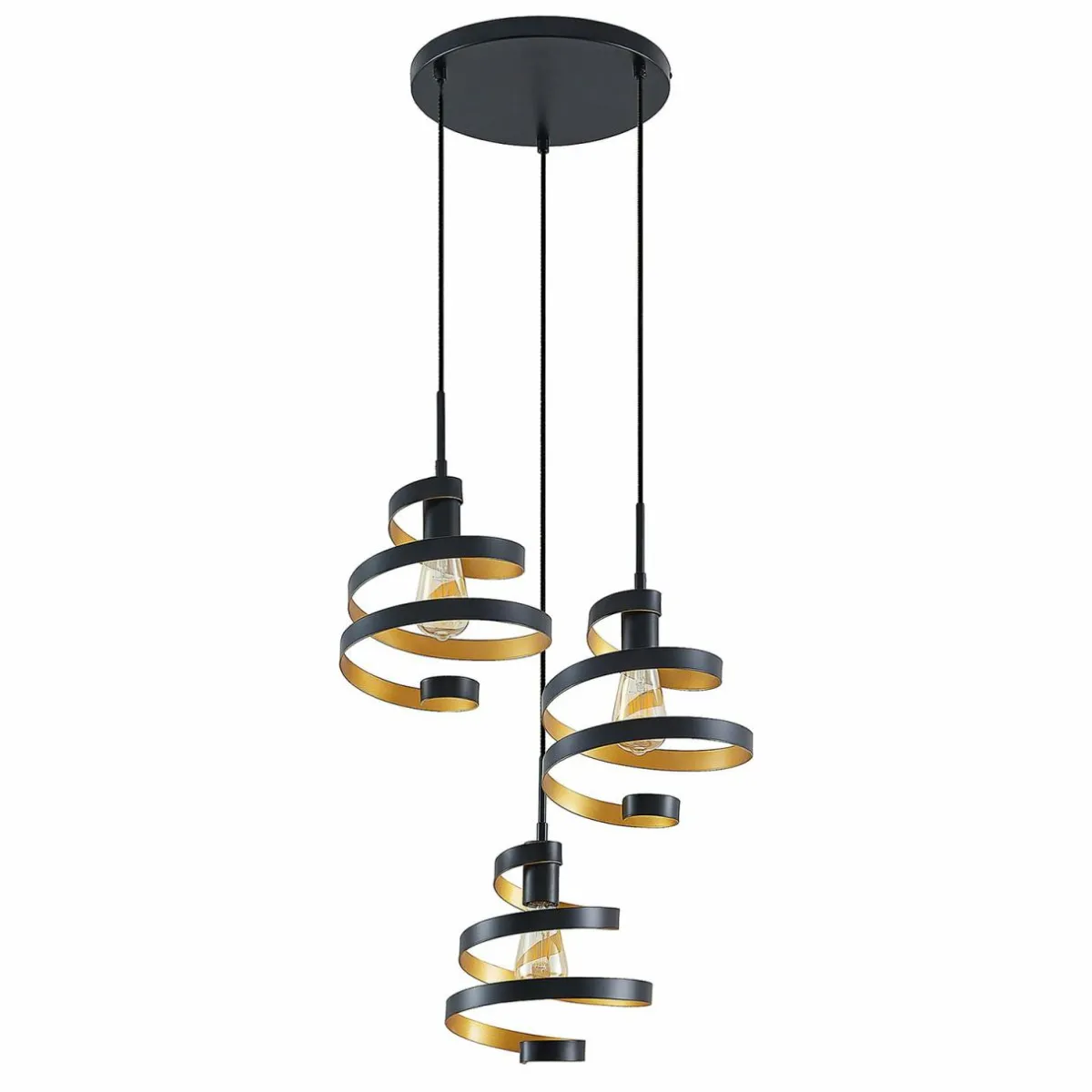 lindby_colten_suspension___cm__lampes_noir_or_0.webp Sale Lindby Colten suspension, Ø 50 cm, 3 lampes, noir, or