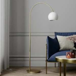 Best Lindby Cynthia lampadaire arqué, verre, laiton mat