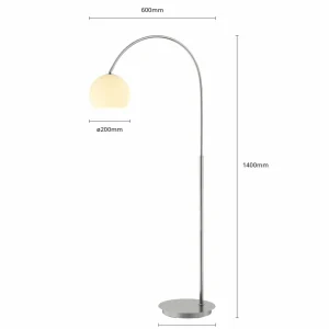 Sale Lindby Cynthia lampadaire arqué, verre, nickel mat