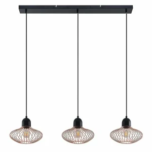 Fashion Lindby Justinos suspension à trois lampes, cuivre