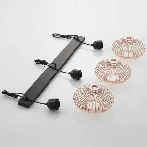 Fashion Lindby Justinos suspension à trois lampes, cuivre