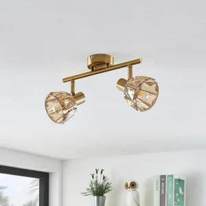 Outlet Lindby Kosta Plafonnier à 2 lampes, laiton