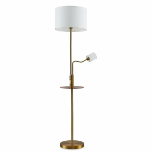 Fashion Lindby lampadaire Aovan, bronze, tablette, prise USB