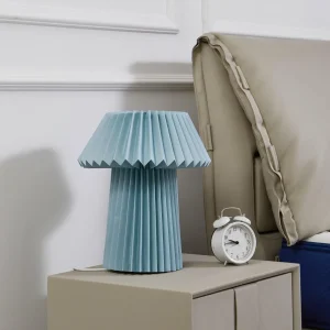 Sale Lindby lampe à poser Magali, bleu clair, papier, Ø 34 cm, E14