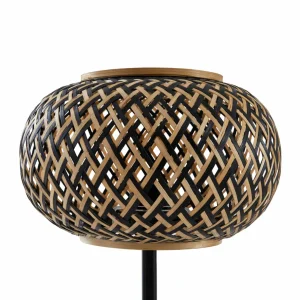 New Lindby lampe à poser Nerys, noir, bambou, Ø 28 cm