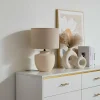 Best Lindby lampe à poser Thalassia, beige, Ø 30 cm, céramique