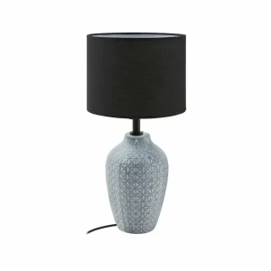 Outlet Lindby lampe à poser Thalassia, gris/noir, Ø 20cm, céramique