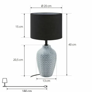Outlet Lindby lampe à poser Thalassia, gris/noir, Ø 20cm, céramique