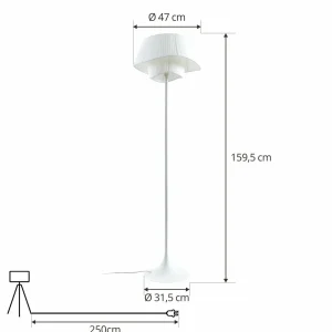 Clearance Lindby lampe sur pied Eryndor, blanc, textile, Ø 47 cm, E27