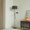 Best Lindby lampe sur pied Melanie, gris, tissu, Ø 36 cm, à 2 lampes.