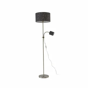 Best Lindby lampe sur pied Melanie, gris, tissu, Ø 36 cm, à 2 lampes.