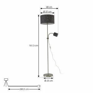 Best Lindby lampe sur pied Melanie, gris, tissu, Ø 36 cm, à 2 lampes.