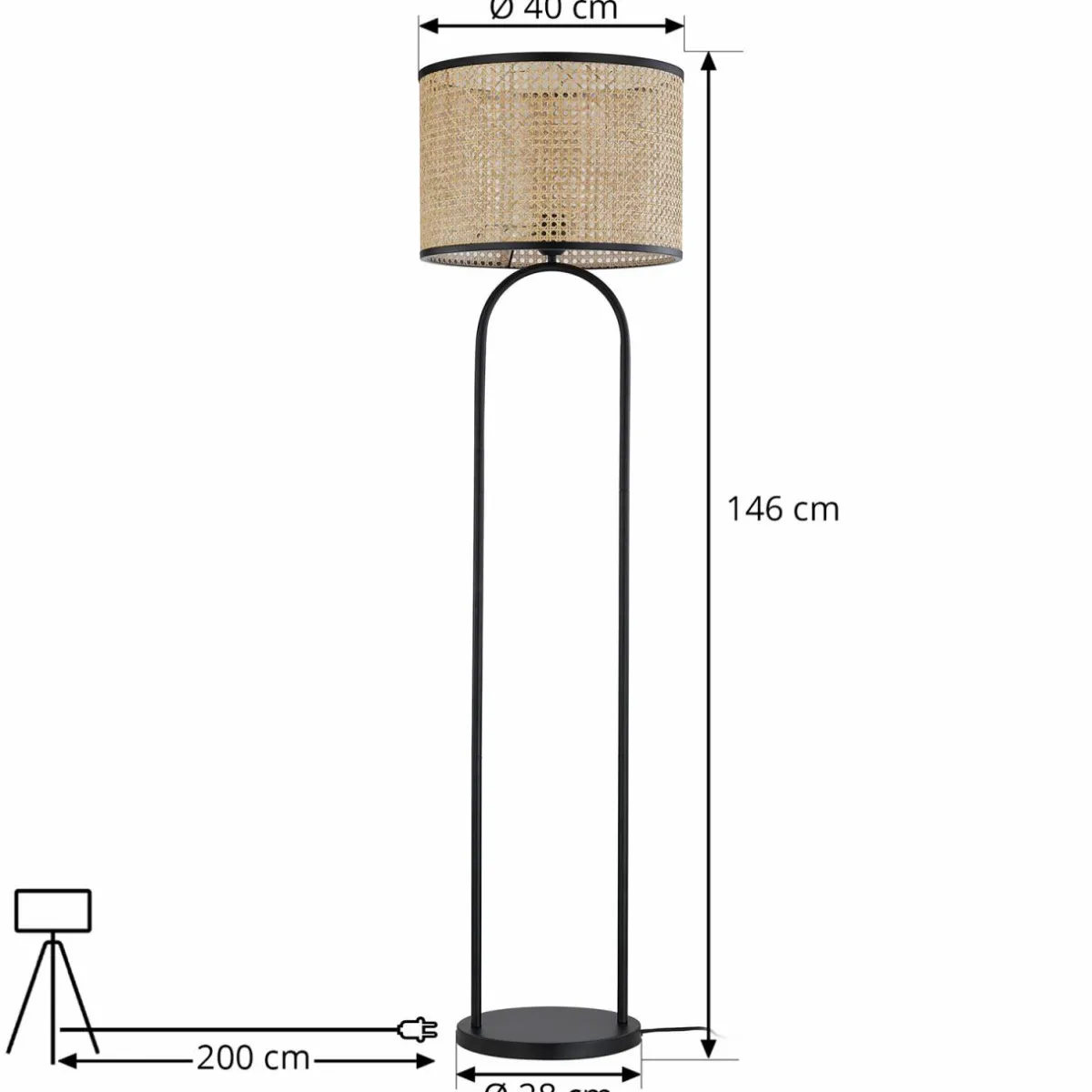 lindby_lampe_sur_pied_yaelle__cm_de_haut_rotin_noir_e_1.webp Best Sale Lindby lampe sur pied Yaelle, 146 cm de haut, rotin, noir, E27