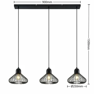 Best Lindby Metehan Suspension à trois lampes, noir