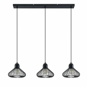 Best Lindby Metehan Suspension à trois lampes, noir