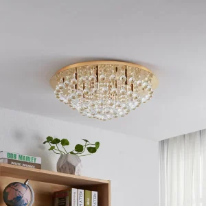 Online Lindby plafonnier Gillion, 8 lampes, or, cristal, Ø 55cm