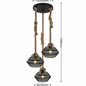 Store Lindby Rabia suspension à 3 lampes, en faisceau