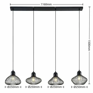 Online Lindby Raelyn suspension à quatre lampes, noir