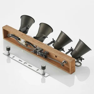 New Lindby spot pour plafond Grandesa, 35 cm, 4 lampes, bois, métal