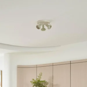Online Lindby spot pour plafond Huby, 3 lampes, crème/vert clair, fer