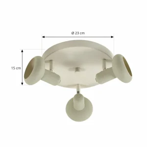 Online Lindby spot pour plafond Huby, 3 lampes, crème/vert clair, fer