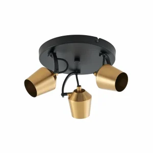 Best Sale Lindby spot pour plafond Sylveria, 3 lampes, noir/or, fer