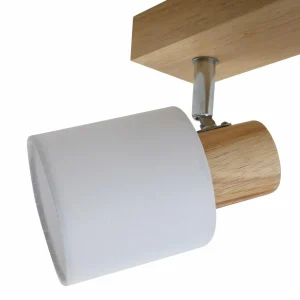 New Lindby spot pour plafond Wanessa, 3 lampes, blanc, bois, 47cm