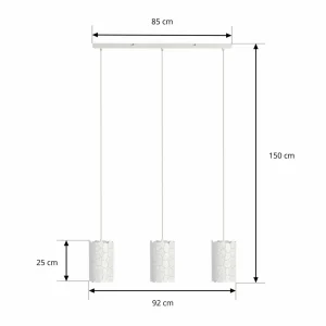 Fashion Lindby suspension Aralena, blanc, 3 lampes, longueur 92 cm