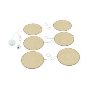 Discount Lindby suspension Astraia, naturel/blanc, rotin, Ø 80 cm