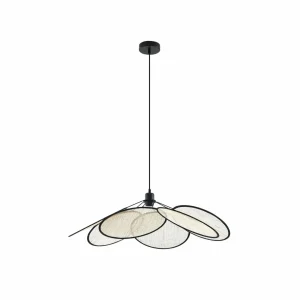 Flash Sale Lindby suspension Astraia, naturel/noir, lin, Ø 80 cm