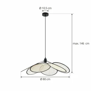 Flash Sale Lindby suspension Astraia, naturel/noir, lin, Ø 80 cm