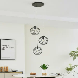Cheap Lindby suspension Danika, ronde, Ø 50 cm, noir, métal