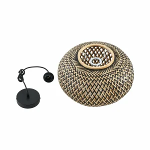 Hot Lindby suspension Nerys, 1 lampe, noir, bambou, Ø 38 cm