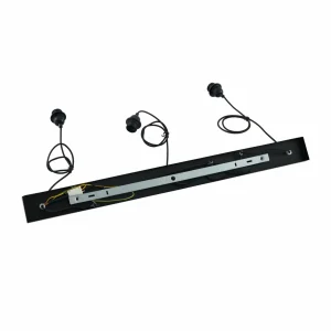 Outlet Lindby suspension Nerys, 3 lampes, noir, bambou, 1.120 cm